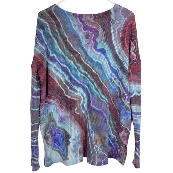 Handmade Geode Tie Dye Thermal Tee Tunic Womens XS Oversized UO Urban Outfitters - Picture 2 of 12